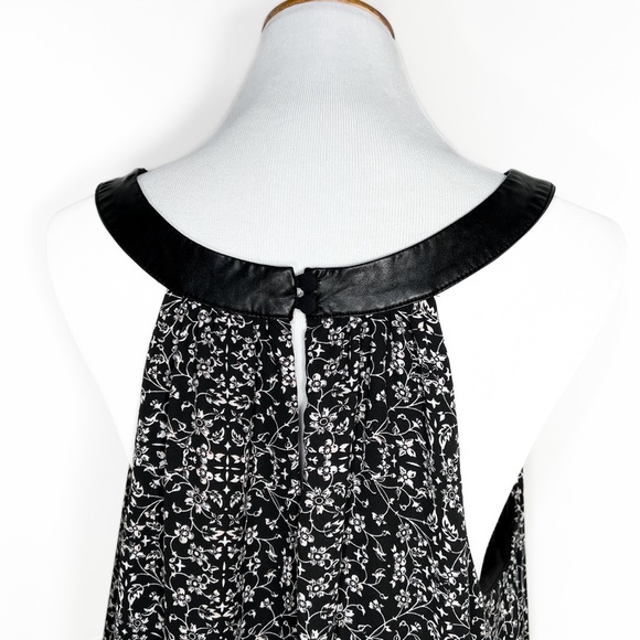 Torrid Black White Floral Faux Leather Halter Swing High Low Sleeveless Top 2X - Picture 5 of 10